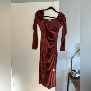 Crushed red velvet holiday dress